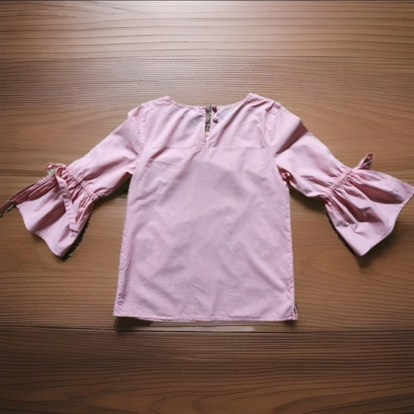 J.Crew womens bell sleeve blouse with ties. Size XS Color light pink - Picture 10 of 14